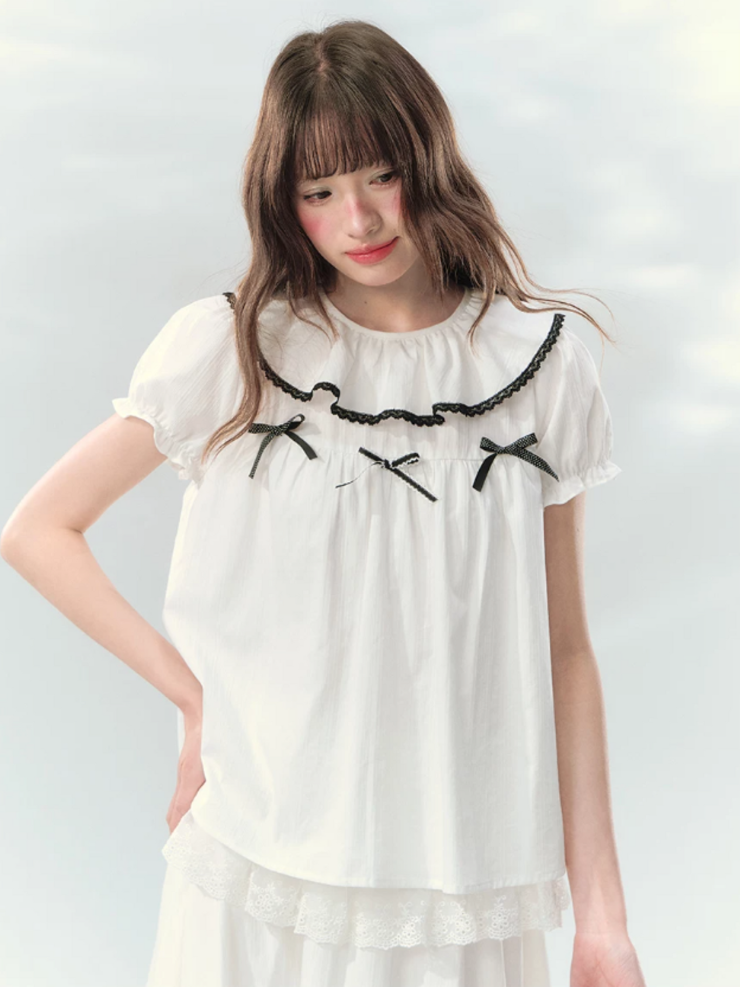 “Creamy Sweet Cocoa” Puff Sleeve Skirt Set SJ2026130