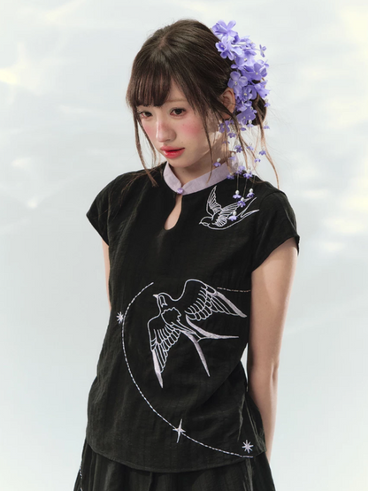 “Swallow Star Path” Modern Chinese Embroidered Skirt Set GZ2026167