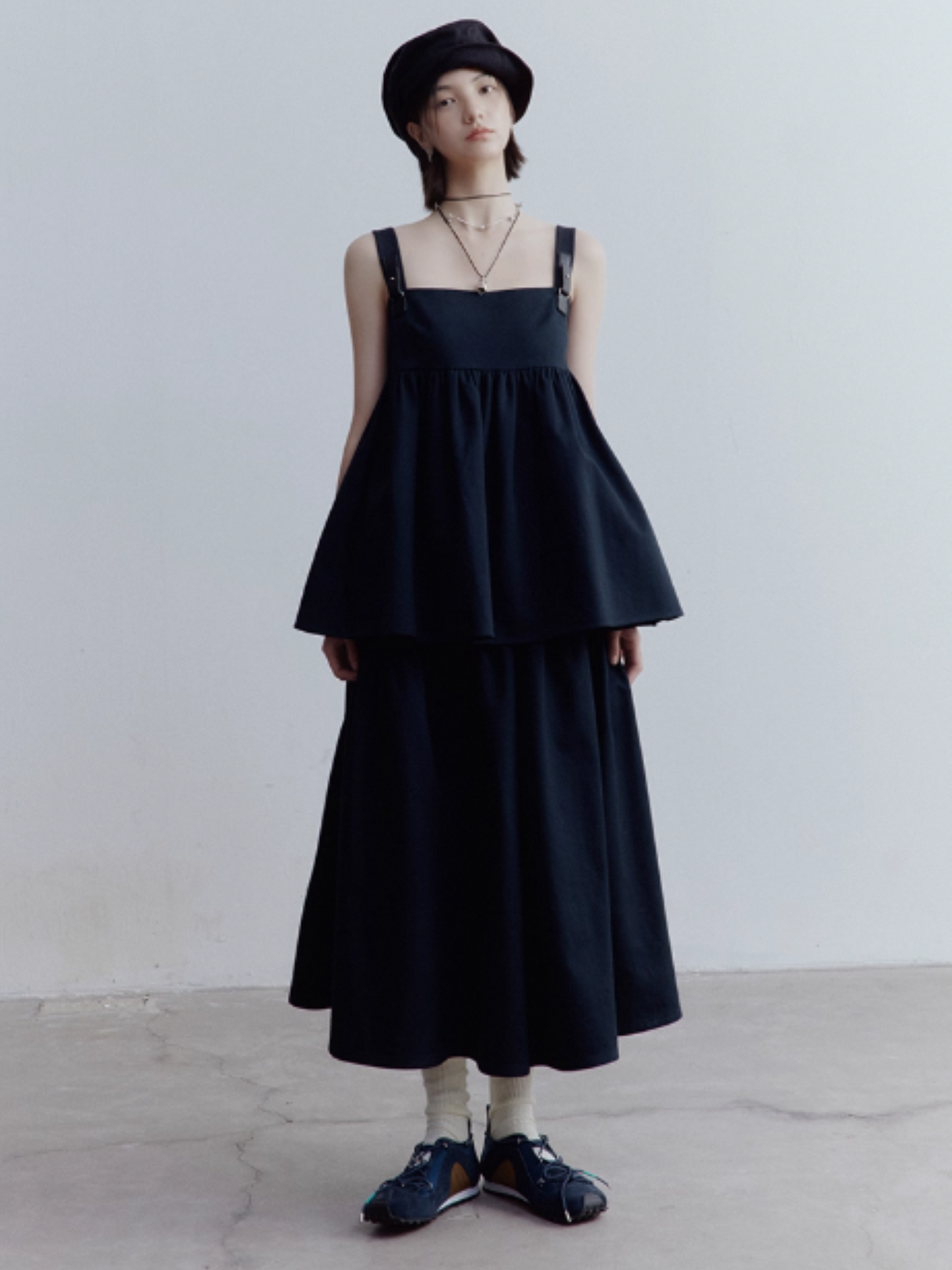 FUSSED Blues Dusky Blue Doll Top & A-Line Skirt Set FOF-25SS110