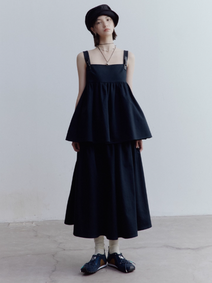 FUSSED Blues Dusky Blue Doll Top & A-Line Skirt Set FOF-25SS110