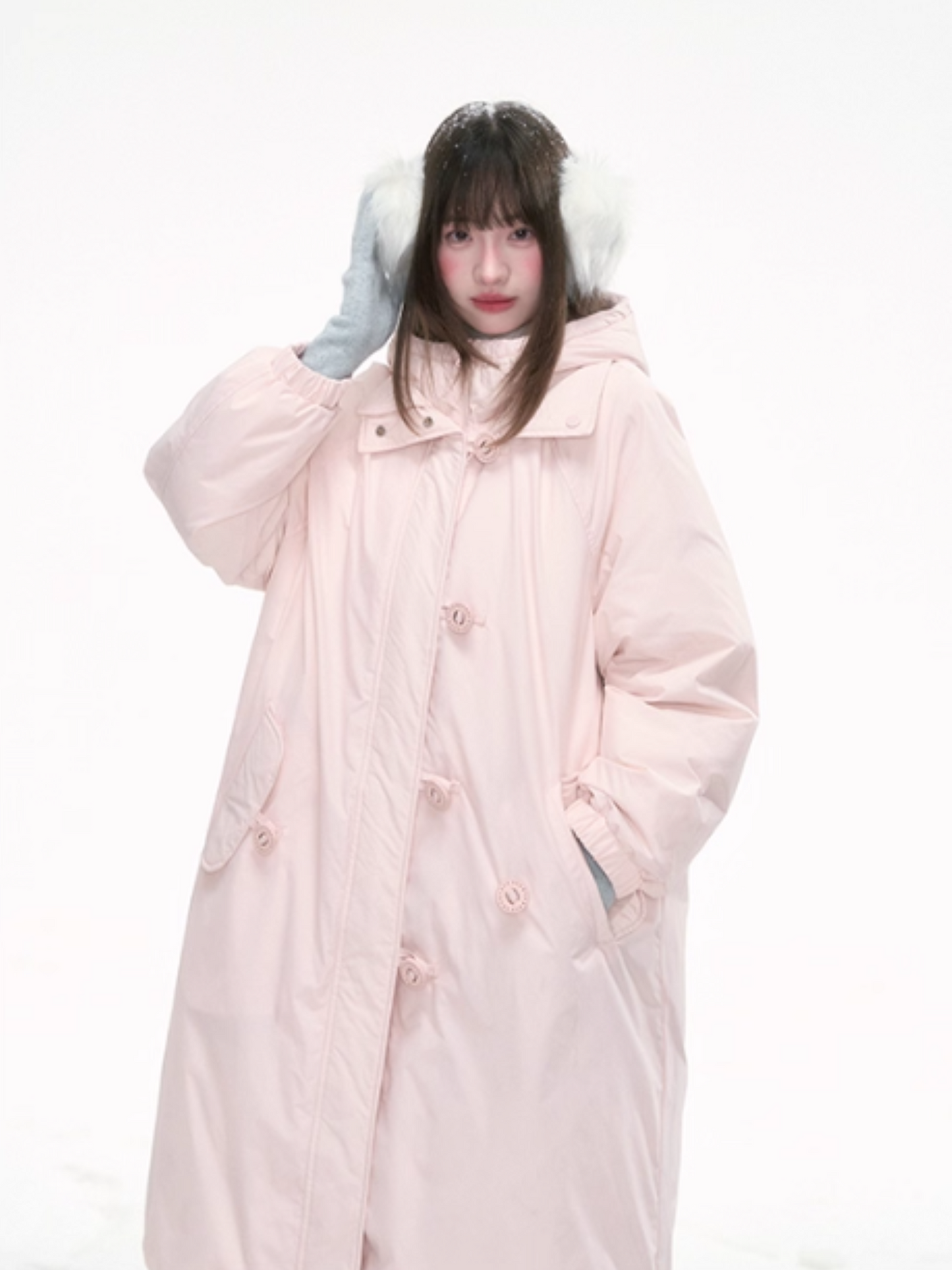 “Winter Variations” Cloud Puff Pink Reversible Long Down Coat LL2025294
