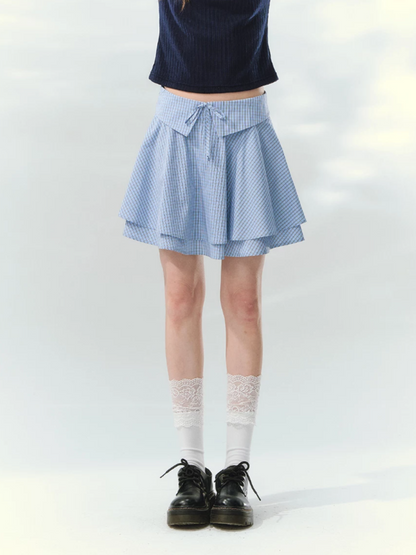 “Milk Candy Academy” Navy Plaid Collar Skirt Set LL2026147