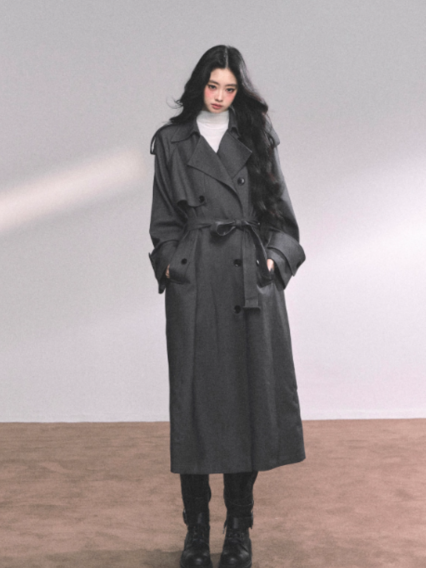 少也眼 Runway-Inspired French British Loose Trench Coat