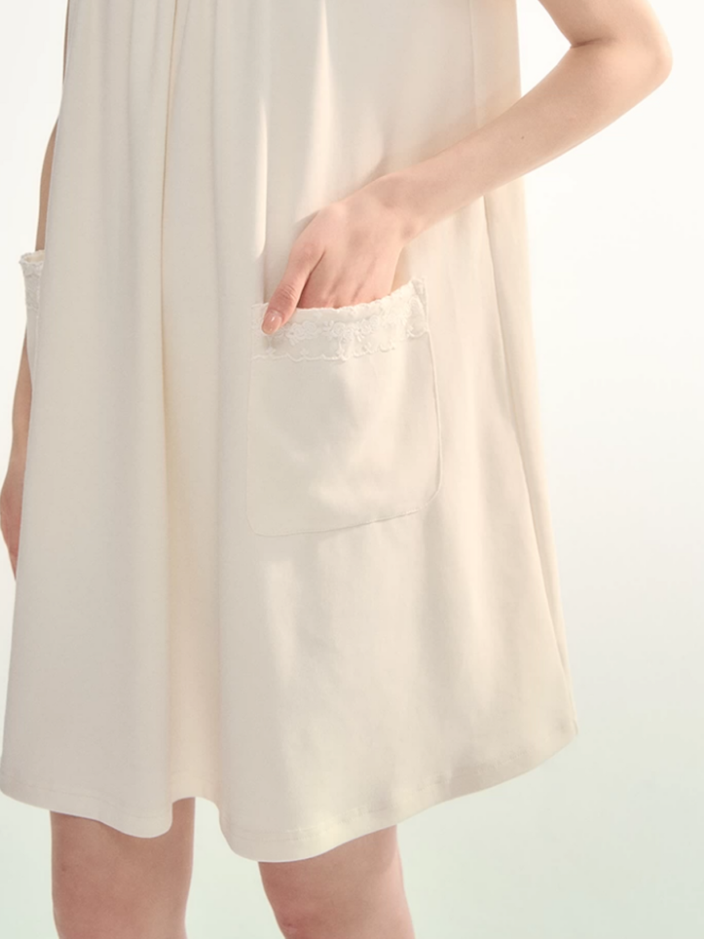 Milk Puff Lace Trim Babydoll Dress LL2026079