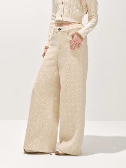 "冬迹序曲" Speckled Two-Tone Textured Winter Trousers (Beige)