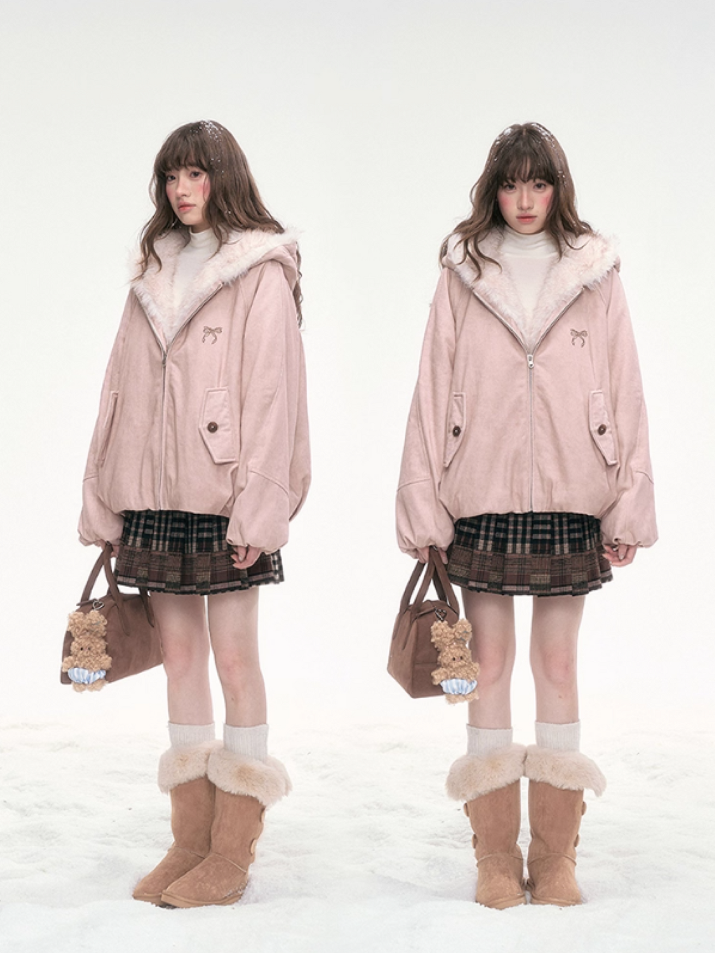 “Blushing Mist" Reversible Faux Fur Parka Jacket LL2025299