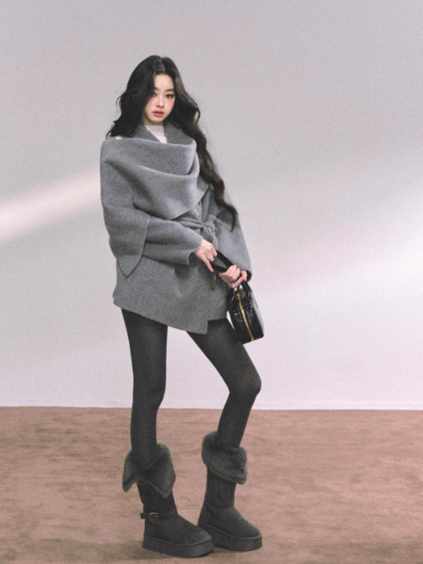 少也眼 “Winter Balcé Whisper” Wool Blend Overcoat - Gray 7886436