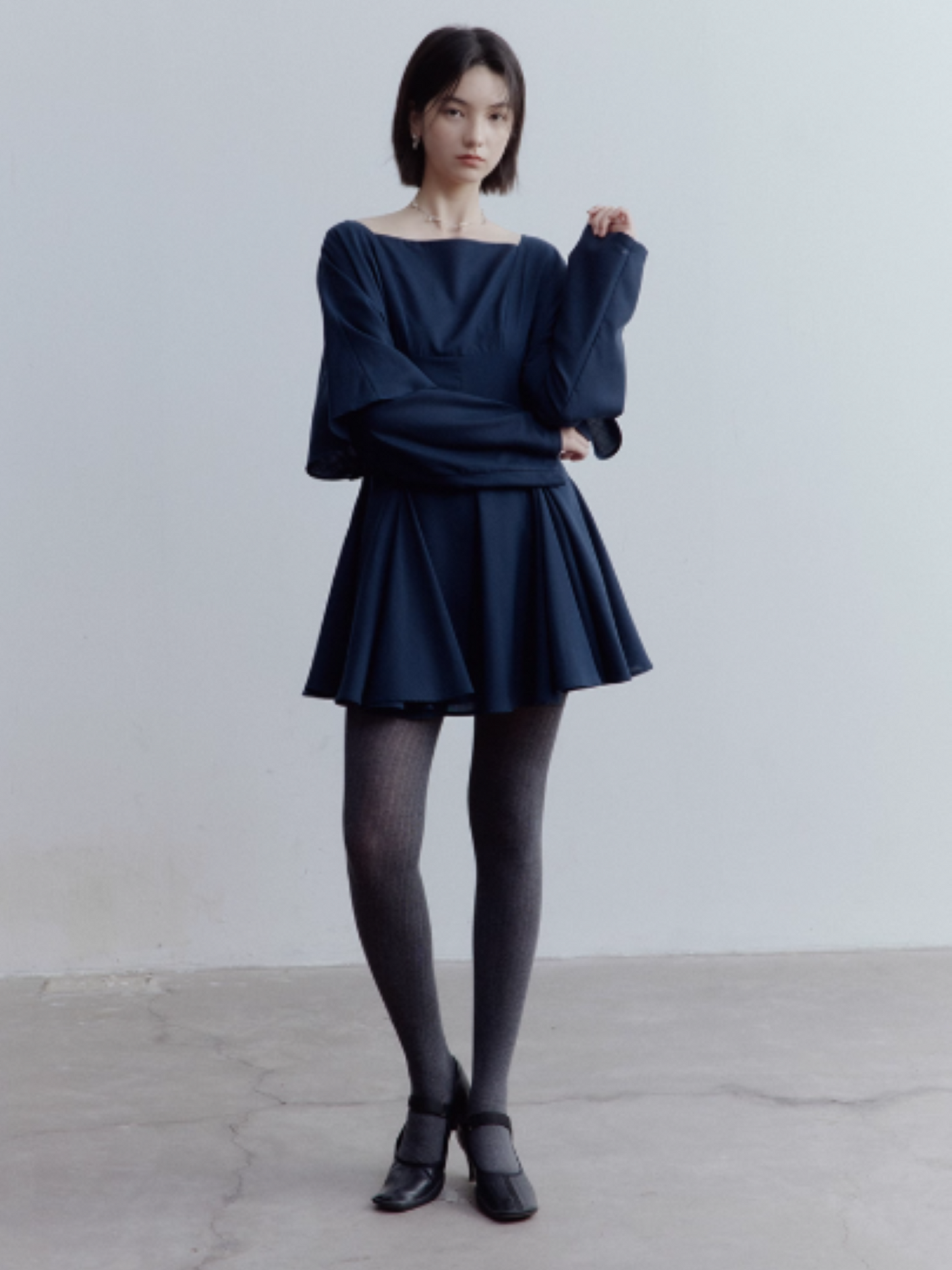 FUSSED Midnight Butterfly Deconstructed Layered Dress – Eclipse Blue FOF-25SS139