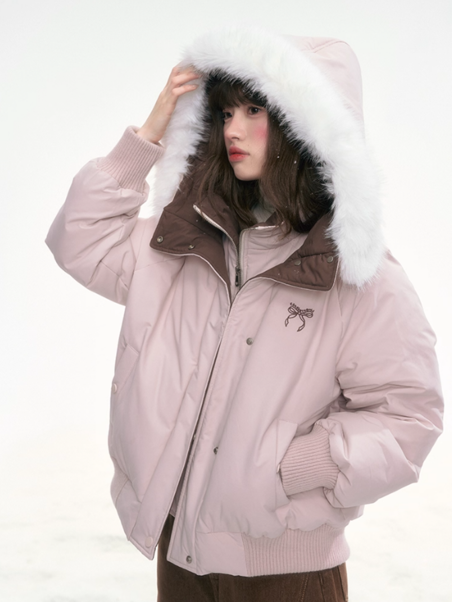 "Snow Velvet Sweetberry" Layered Down Jacket – Pink LL2025324