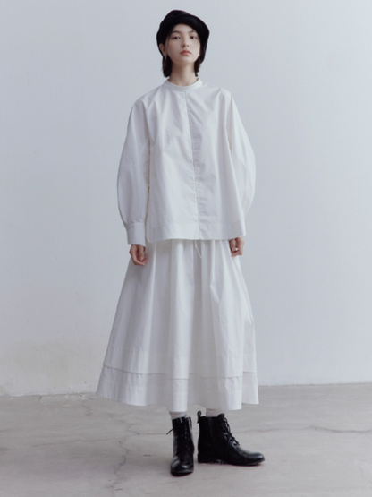 FUSSED Everyday Nerd Cotton Eyelet-Paneled Shirt in Mist White FOF-25SS136a