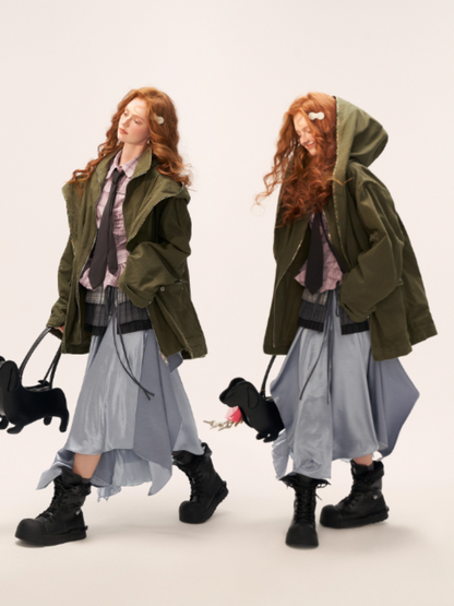 MAMC - Vintage Distressed Army Green Utility Jacket WE733
