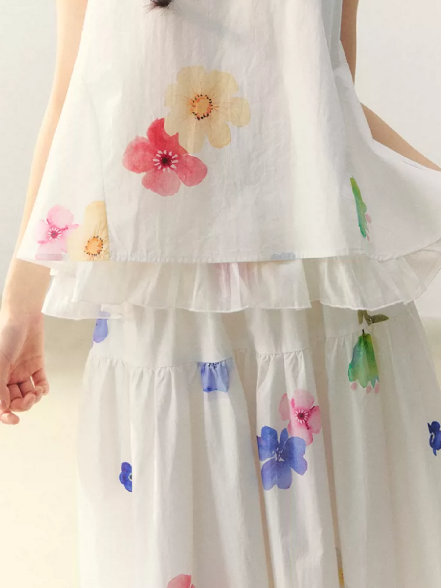 Floral Whisper White A-Line Top & Skirt Set WW2026053