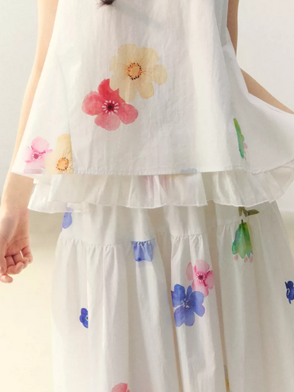 Floral Whisper White A-Line Top & Skirt Set WW2026053