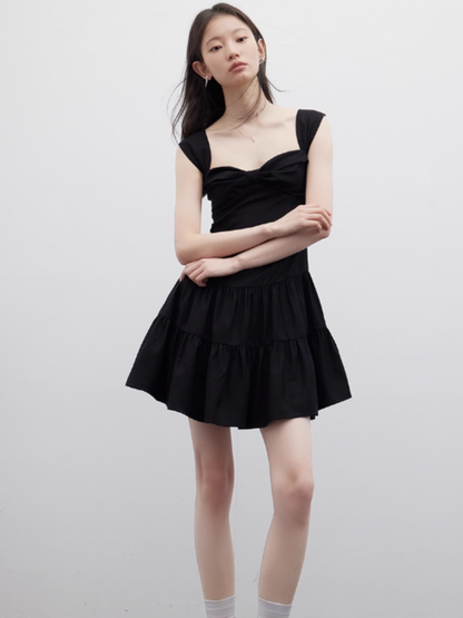 FUSSED Retro Ballroom Bow-Front Cake Dress – Midnight Black FOF-25SS078b
