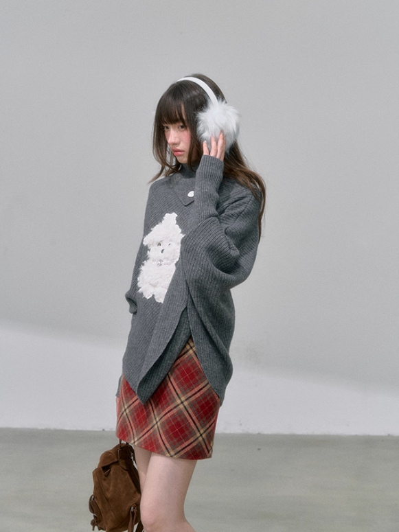'经纬绘色' Plaid Wool Pencil Skirt