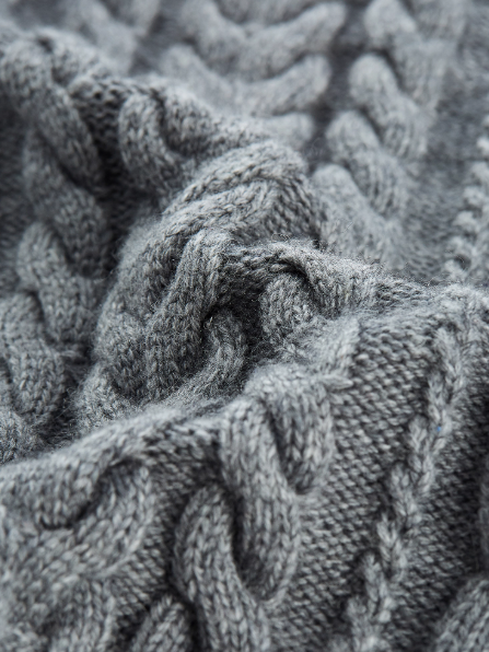 FUSSED A Nerd’s Daily Twist Cable & Textured Pullover – Mist Grey FOF-25SS164a