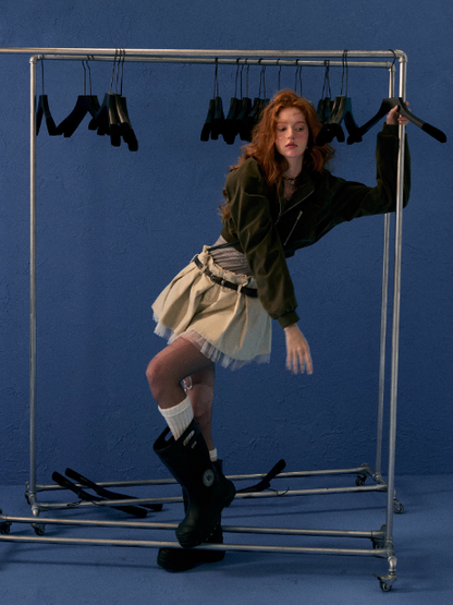 MAMC - Cropped Suede Zip-Up Hoodie Jacket