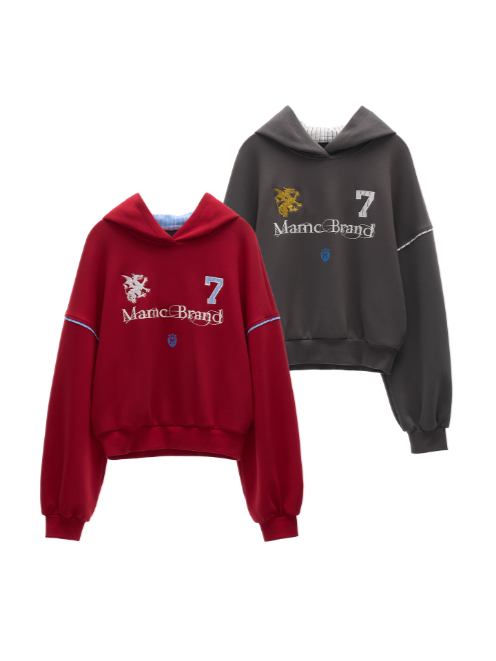 MAMC - Preppy College-Inspired Layered Hoodie (Washed Grey)