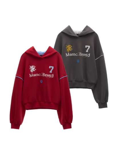 MAMC - Preppy College-Inspired Layered Hoodie (Washed Grey)