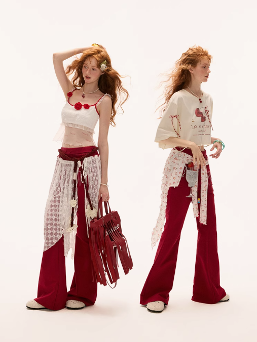 MAMC - Low-Waist Drawstring Flared Pants – American Retro Style