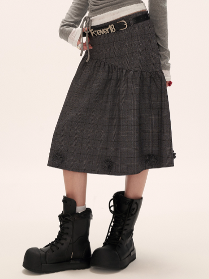 MAMC - Embellished Plaid Midi Skirt WE832