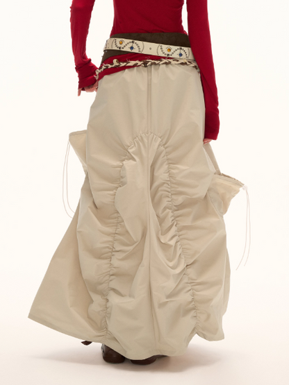 MAMC - Asymmetric Ruched Tech Midi Skirt