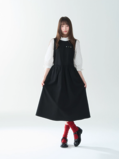 罐头士多所 - Misty Noir Polka Dot Midi Dress