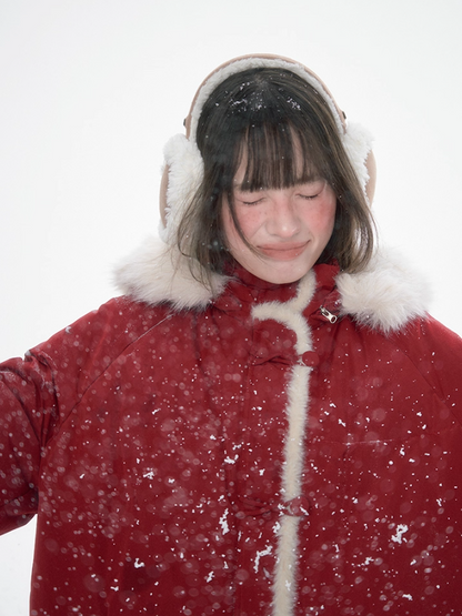罐头士多所 Christmas Red Hooded Down Jacket