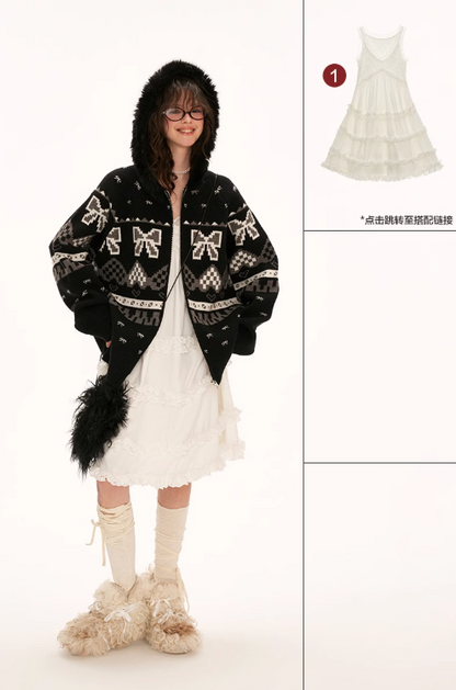 MAMC - "Black Urban Bow" Cardigan