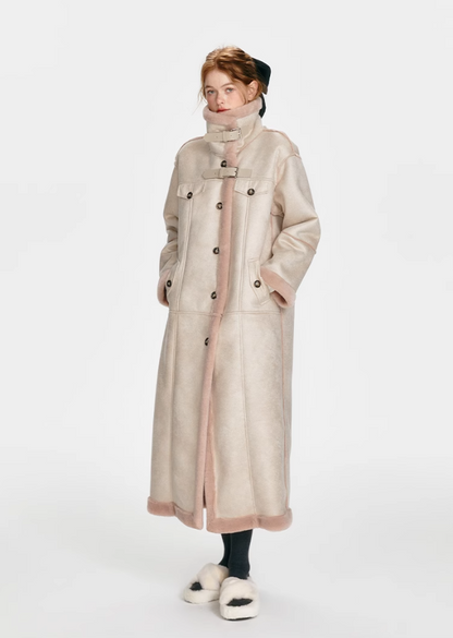 Peach Puff Lambswool Long Coat