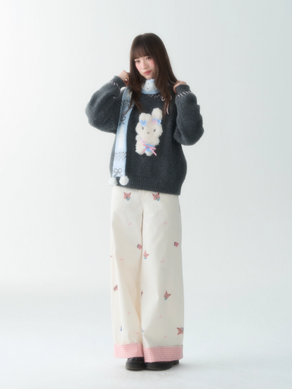 罐头士多所 - Peter Bunny & Pom-Pom Pup Sweater – Cute Oversized Knit Pullover for Fall