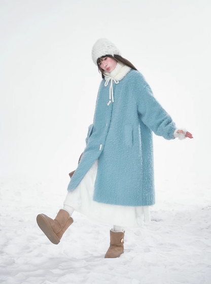 Frosted Blue Contrast-Fur Quilted Wool Coat BH2024456