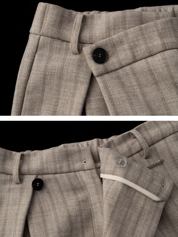 MAMC - Fleece-Lined Light Grey Deconstructed Pleat Trousers WE878