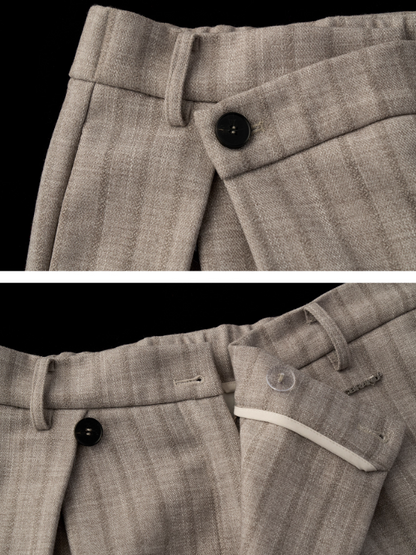 MAMC - Fleece-Lined Light Grey Deconstructed Pleat Trousers WE878