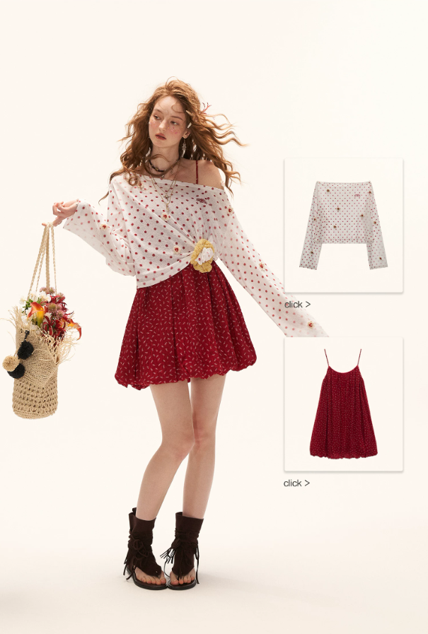 MAMC - "Retro Rouge Mood" Floral Cami Top & Mini Dress Set WE975