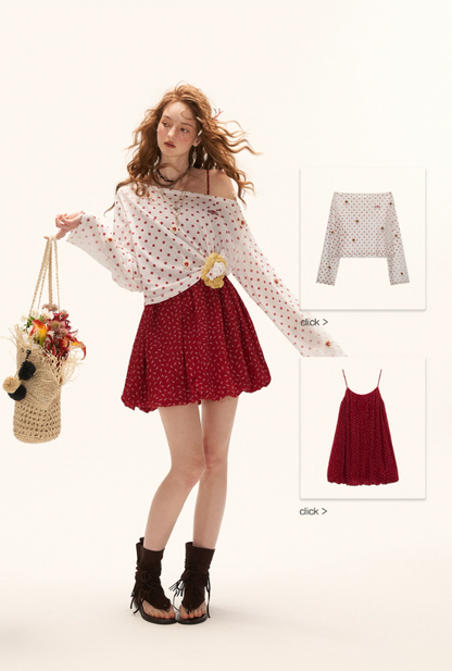 MAMC - "Retro Rouge Mood" Floral Cami Top & Mini Dress Set WE975
