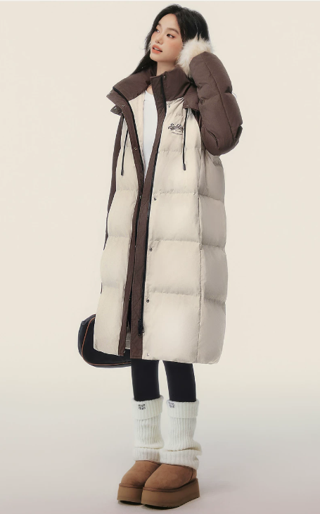 EPTISON - Khaki Long 90% White Duck Down Puffer Coat