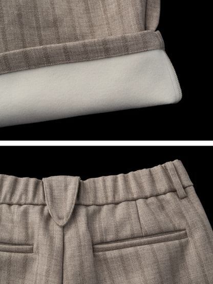 MAMC - Fleece-Lined Light Grey Deconstructed Pleat Trousers WE878