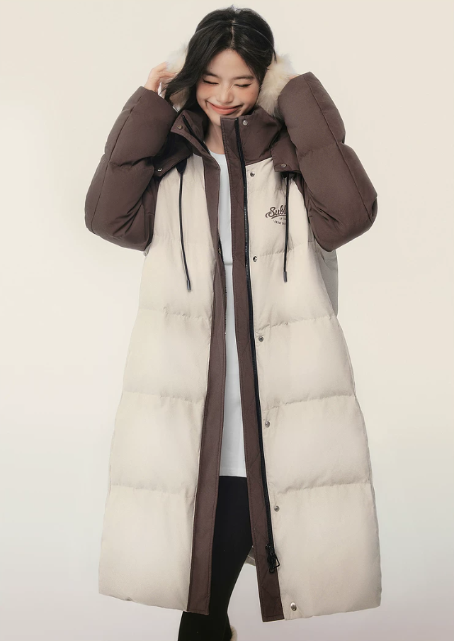 EPTISON - Khaki Long 90% White Duck Down Puffer Coat