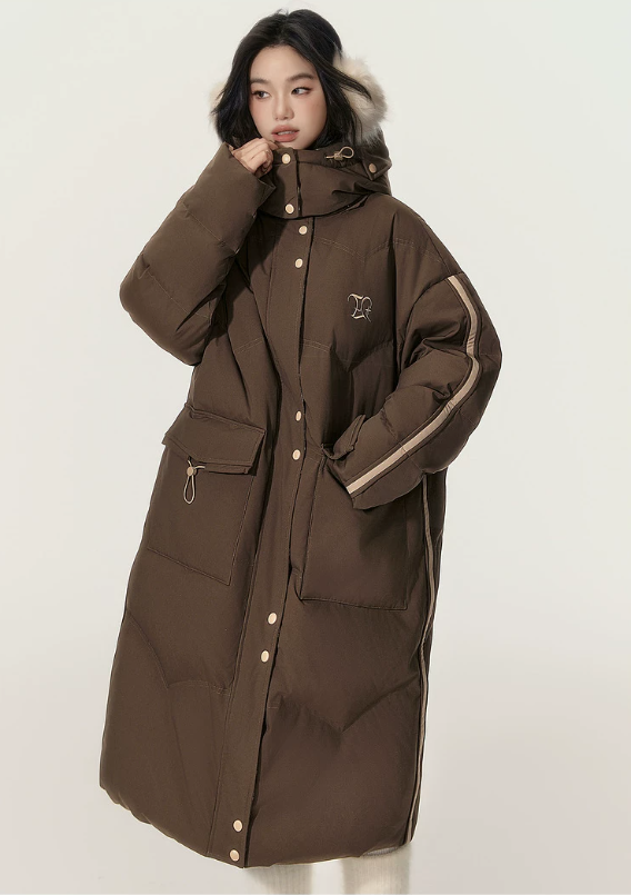 EPTISON - Brown 90% White Duck Down Long Puffer Coat