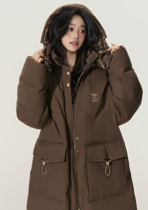 EPTISON - Brown 90% White Duck Down Long Puffer Coat