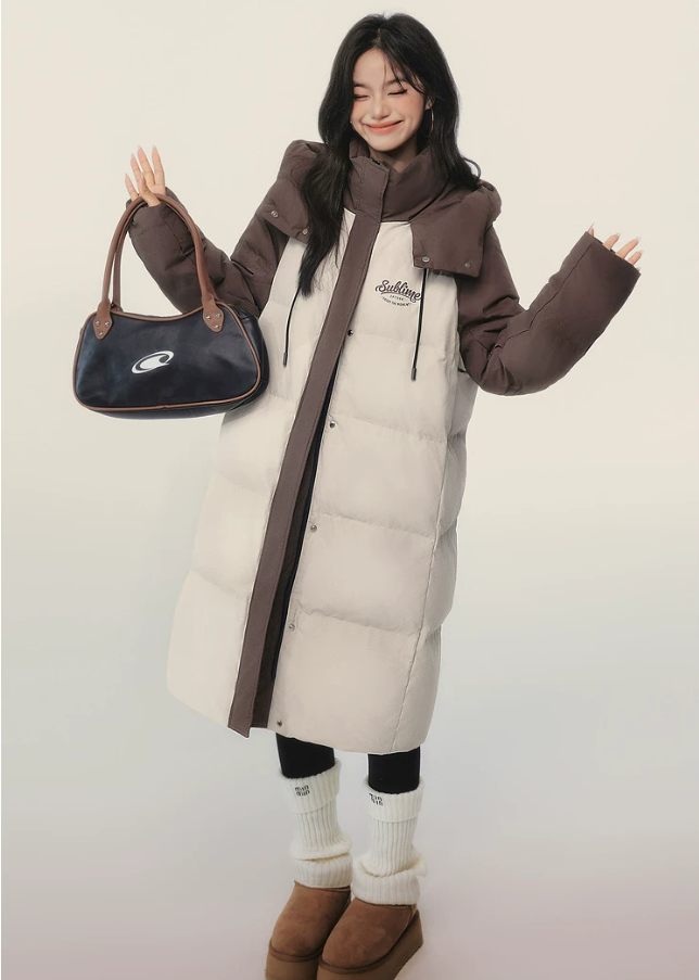 EPTISON - Khaki Long 90% White Duck Down Puffer Coat