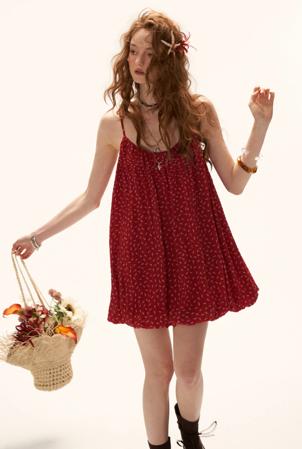MAMC - "Retro Rouge Mood" Floral Cami Top & Mini Dress Set WE975