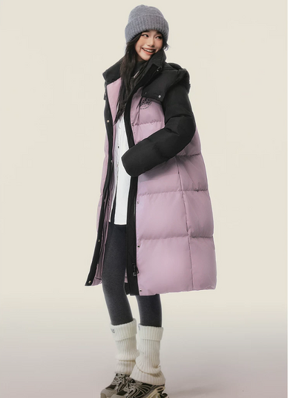 EPTISON - Purple Long 90% White Duck Down Puffer Coat