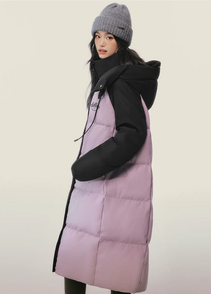 EPTISON - Purple Long 90% White Duck Down Puffer Coat