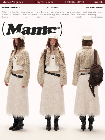 MAMC - Petal-Detail Almond Short Tweed-Style Jacket WE885