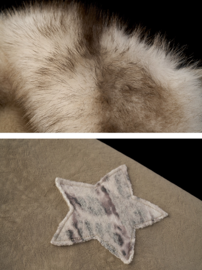 MAMC - Faux-Layered Almond Grey Fleece Suede Jacket WE880