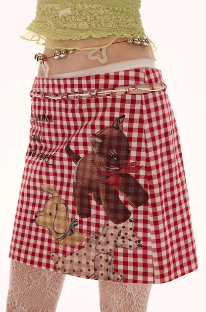 MAMC - Dollcore Plaid Bodycon Mini Skirt
