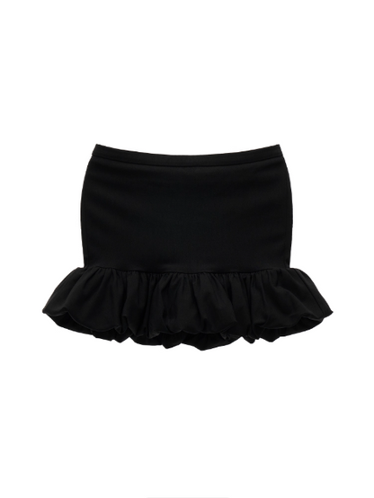 MAMC - Black Ruched Tulip Mini Skirt WE729