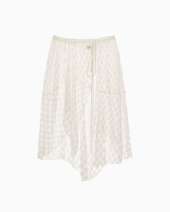MAMC - White Sheer Lace Layering Apron – Adjustable Tie-Waist Summer Overlay